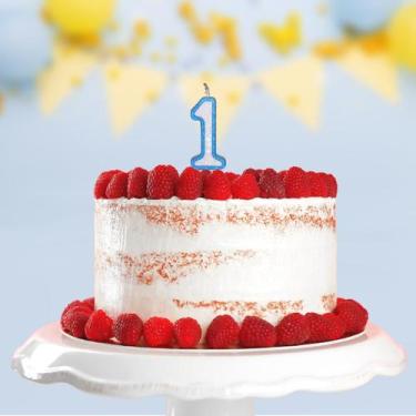 Imagem de Vela Aniversário Branco Glitter Azul N 1 Com 1 Un. - TAMAROZZI EMBALAG