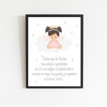 Imagem de Quadro Santo Anjo Anjinha Menina 45x34cm - com vidro - Quadros On-line