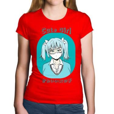 Imagem de Baby Look Algodão Cute Girl - Foca na Moda, Vermelho, GG