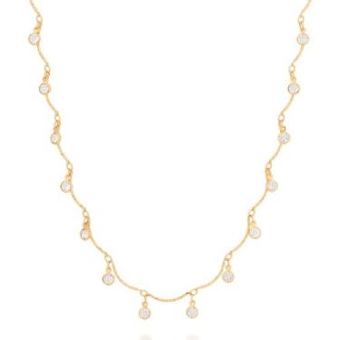 Imagem de Colar Feminino Com Zircônias Rommanel Banhado A Ouro 18k Lindo