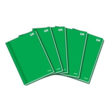 Imagem de Kit 5 Cadernos Brochuras Verde 96 Folhas Pequeno 140x202mm Material Es