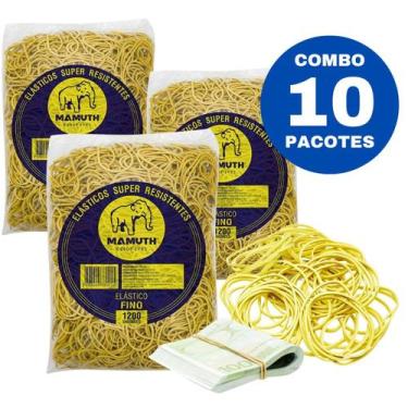 Imagem de Kit 10 Elástico De Dinheiro Liga Liguinha Amarela 1KG cada - Mamuth