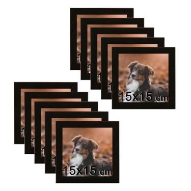 Imagem de Kit 10 Porta Retratos C/vidro 15x15 Moldura Preta para fotos e decoraç