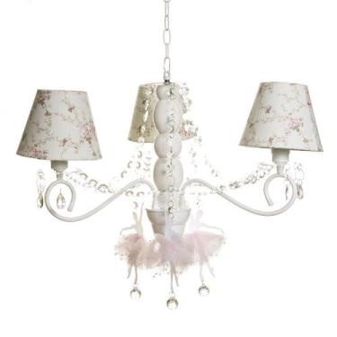 Imagem de Lustre 3L Haste Madeira E Bailarinas Rosa Quarto Bebê Infantil Menina 