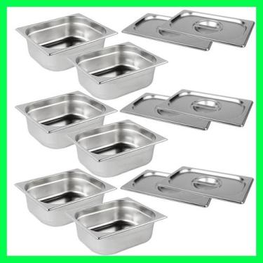 Imagem de Kit de 6 Cubas Gastronômicas Com Tampa Buffet Inox 1/4 100mm - Zepper