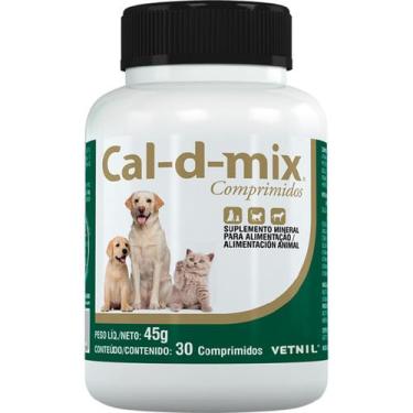 Imagem de Cal-D-Mix Vetnil para Cães e Gatos - 30 Comprimidos