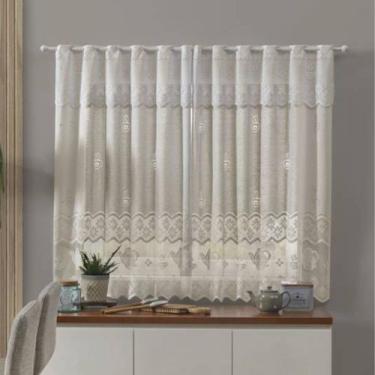 Imagem de Cortina Cozinha 220x120cm Renda Elegante Bule com Bandô - Amora Magazi