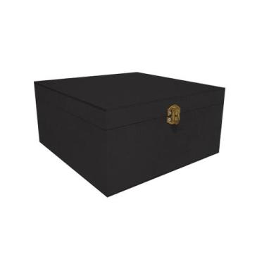 Imagem de Caixa Quadrada com Dobradiça e Fecho Ouro Velho 20x20x10 Kit 5un Mdf M