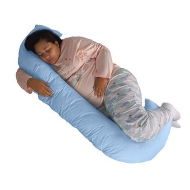 Imagem de Travesseiro Gigante Multiuso Unissex Formato C Happy Line, Azul claro