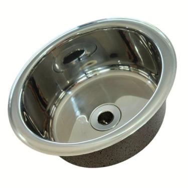 Imagem de Cuba Inox 304 Redonda Embutir 20cm X 10CM p/ Banheiros e Lavabos - STR