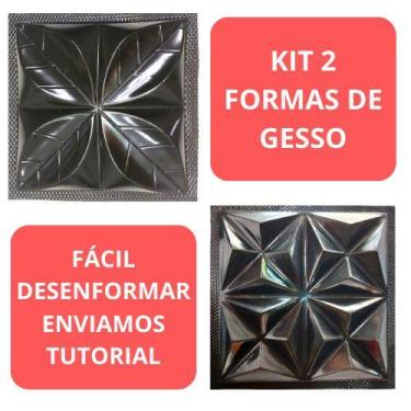 Imagem de Forma De Gesso Modelo Pétala 3D Flor + Piramides 28x28cm Formas p/ Ges