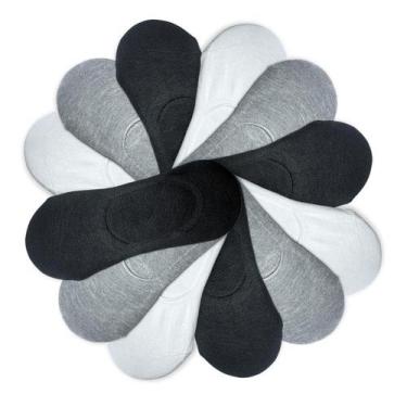 Imagem de Kit 12 Pares Meia Curta Invisível Preta Cinza Branca Azul - Rupee, Sor