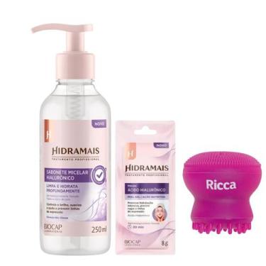 Imagem de Kit Sabonete Facial Hialurônico, Mascara Pell Gel e Esponja - HIDRAMAI