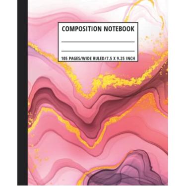 Imagem de Composition Notebook: Wide Ruled Lined Paper Journal Preppy Aesthetic Notebook | Gold Glitter Liquid Marble Painting Workbook For Girls Kids Teens And Adults