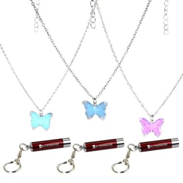 Imagem de AlterImage Colares de borboleta cativantes que brilham no escuro, pacote com 3, verde, azul e roxo, inclui 3 luzes UV, Adult, Zinco, Sem Pedra Preciosa