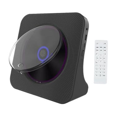 Imagem de AsrMyjcx Reprodutor de rádio com controle remoto, opções versáteis de reprodução de áudio doméstico, suporte estéreo de 3,5 mm, reprodutor de música USB, CD e, Preto