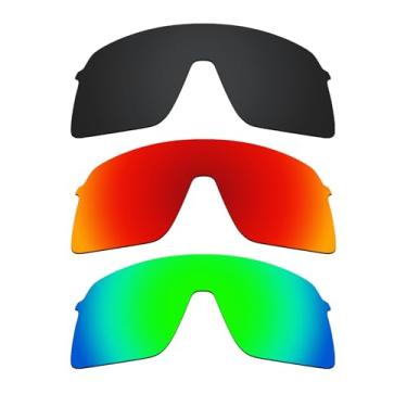Imagem de Alphax 3 lentes de reposição polarizadas pretas e vermelho fogo e verde para óculos de sol esportivos Oakley Sutro Lite OO9463