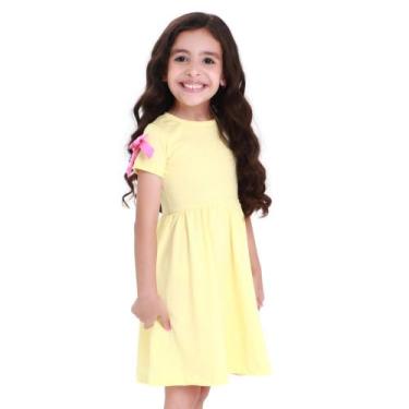 Imagem de Vestido Infantil Menina Rodado Básico 100% Algodão Laço na Manga Model