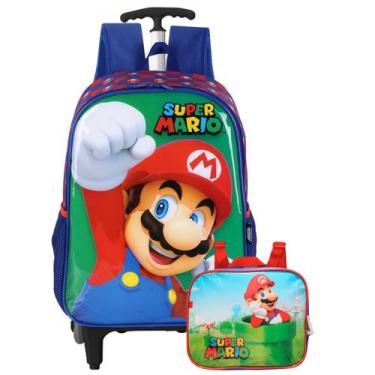 Imagem de Mochila Super Mario Bros Rodinhas E Lancheira Térmica Luxcel