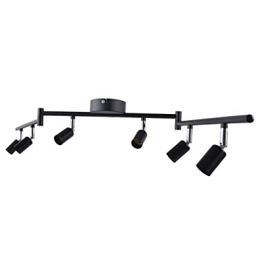 Imagem de 6 Luzes LED, Kit de Iluminação de Pista Lâmpada Rotativa Cabeça de Teto Luminaria de Teto Refletor Base GU10 Soquete 85-265VPreto Kits Completos de Luminárias Interior Moderno