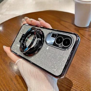 Imagem de Capa de suporte magnético com glitter para OPPO Reno 10 11 9 8 7 Pro Plus 4G 5G, preta, para Reno 8 Pro