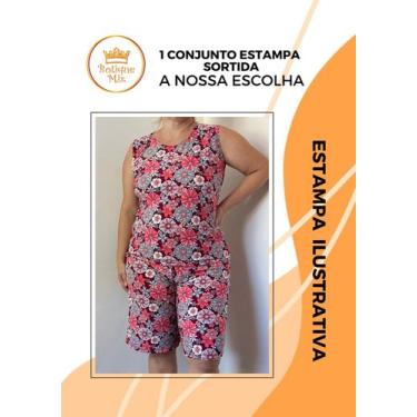 Imagem de Conjunto Feminino Estampado Liganete Senhoras e Senhoritas Bermuda, Bl