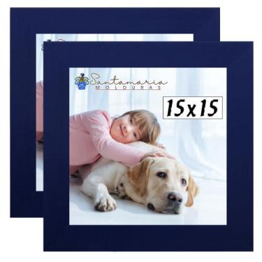 Imagem de Kit 2 Porta Retrado Molduras 15x15 Azul - Santamaria Molduras