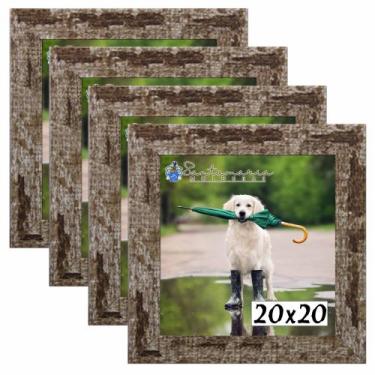 Imagem de Kit 4 Porta Retrado Molduras 20x20 Marrom - Santamaria Molduras