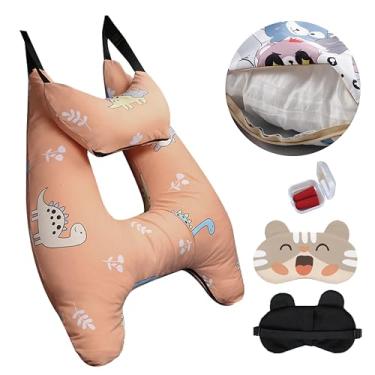 Imagem de Travesseiro de carro para crianças, conjunto de almofadas de suporte de cabeça de pescoço de carro, travesseiro de segurança para assento de carro de viagem, travesseiro infantil em forma de H, fronha
