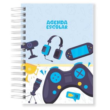Imagem de Agenda Escolar Infantil Capa Dura Ano Letivo 2 Dias Por Página A5 (Gamer menino)