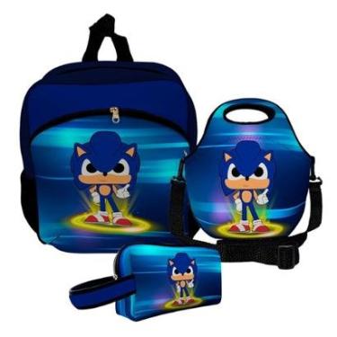 Imagem de Kit Escolar Mochila de Costas + Lancheira + Necessaire Plus – ISOPRENE – Menino Sônico-Unissex