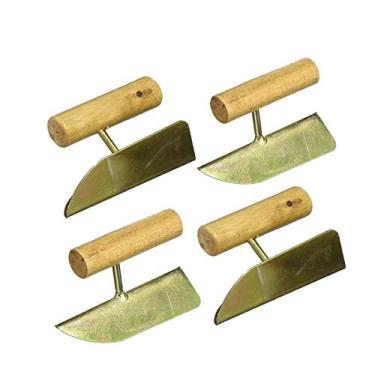 Imagem de COMOK 4 peças de ferramenta de canto para drywall, cabo de madeira externo interno para pedreiros, ferramenta de mão, canto de 90 graus ao lamar drywall, tom bronze