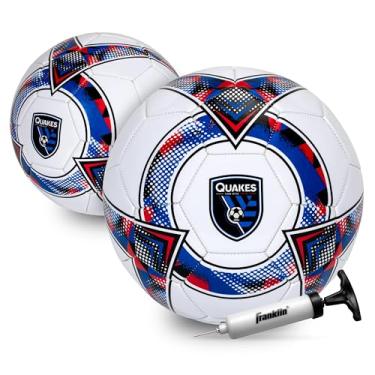 Imagem de Bola de futebol Franklin Sport MLS San Jose Earthquakes - Bola de futebol tamanho 5 oficial - Tamanho regulamentado + bola de futebol com peso para crianças + adultos - Bola de futebol para meninos +