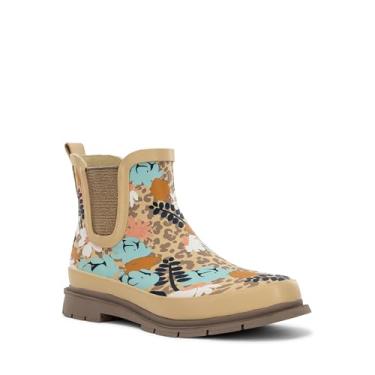 Imagem de Western Chief Bota de chuva Chelsea feminina impermeável com elástico e sola de borracha – Elegante e funcional para dias chuvosos, Leopardo floral, 40
