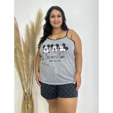 Imagem de Baby doll pijama de verão plus alcinha de v - sml, Preto, 50