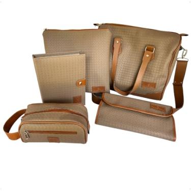 Imagem de Super Kit Organizador Médico em Vinil Trançada Marrom Corina Fabri com 5 peças