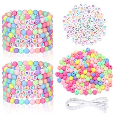 Imagem de Highergo Kit de fabricação de pulseiras de contas da amizade, 1200 peças, kit de artesanato de contas DIY de fim de ano com cordão elástico de 944 polegadas para casamento, despedida de solteira,
