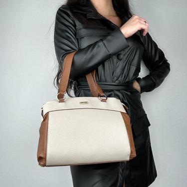 Imagem de Bolsa recuo em couro legítimo b.987, Cru caramelo