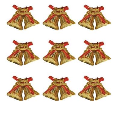 Imagem de Kit 18 Sino Duplo Dourado Enfeite Pendente Para Árvore De Natal Decora