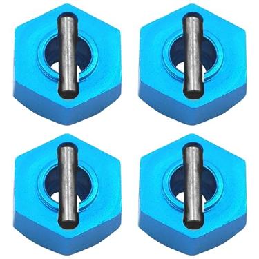Imagem de 4 peças de alumínio Mirthobby adaptador de montagem de cubos sextavados de roda de 12 mm com pinos de 2 x 10 mm para carro 1/10 RC caminhão Truggy Buggy, azul