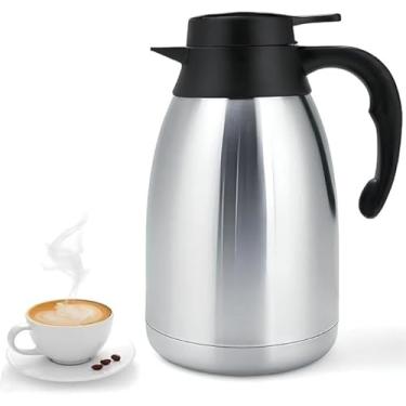 Imagem de Garrafa Térmica Inox Escovado 1500ml Preta Cafés, Chás e água, para uso doméstico e externo, à prova de vazamento