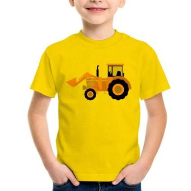 Imagem de Camiseta Infantil Trator Pá Carregadeira Amarelo - Foca na Moda, Amare