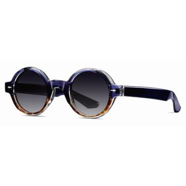 Imagem de Óculos de sol retrô polarizados de acetato uv400 anti luz azul para mulheres e homens verde marrom (azul leopardo cinza)