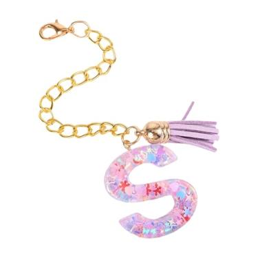 Imagem de HAPPYLIVE SHOPPING Acessórios de letras para copo Stanley, corrente de garrafa de água com letra, 1 peça de chaveiro fofo com pingente com borla para Stanley Tumbler para mulheres, Resina epóxi