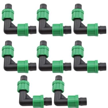 Imagem de MARRTEUM Conexões de cotovelo de 90 graus para irrigação por gotejamento, conectores universais de acoplamento em forma de L para sistema de irrigação de tubo de fita de gotejamento de 16-17 mm [8