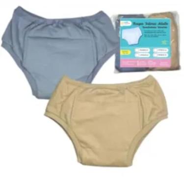 Imagem de Roupa Intima Unissex em Algodão Adulto Tamanho Especial Plus Size Absorvente Incontinencia Urinária Segura Escapes Xixi kit 2unds Bege e Cinza (G1)