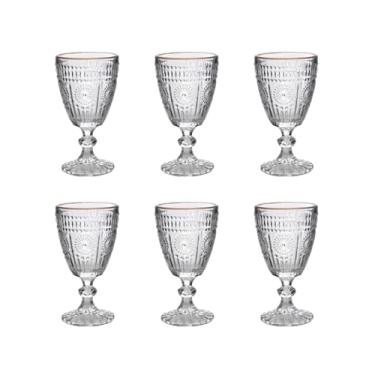 Imagem de Conjunto 6 Taças Fio de Ouro Mondoro King De Vidro 300ml - Para Água, Vinhos E Drinks - Wincy - VDA03107
