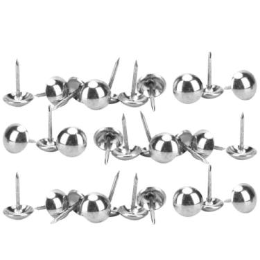 Imagem de 100pcs estofados unhas tachas, 11x17mm superfície lisa móveis decorativos pregos pinos universais redondos de cabeça decorativa (Prata)