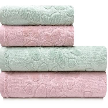 Imagem de Jogo de Toalhas Banho e Rosto Dohler 100% Algodão Romance
