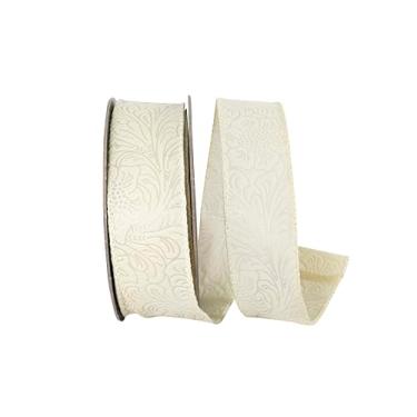 Imagem de Reliant Ribbon Fita de borda com fio em relevo em rolo de folha, marfim
